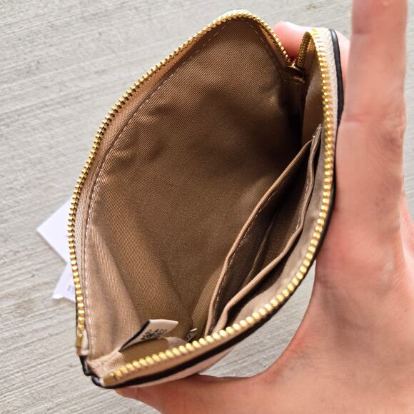 Coach Pebbled Leather Zip Wristlet Small Varsity Stripe Chalk Retro Wallet Bag - Picture 3 of 3